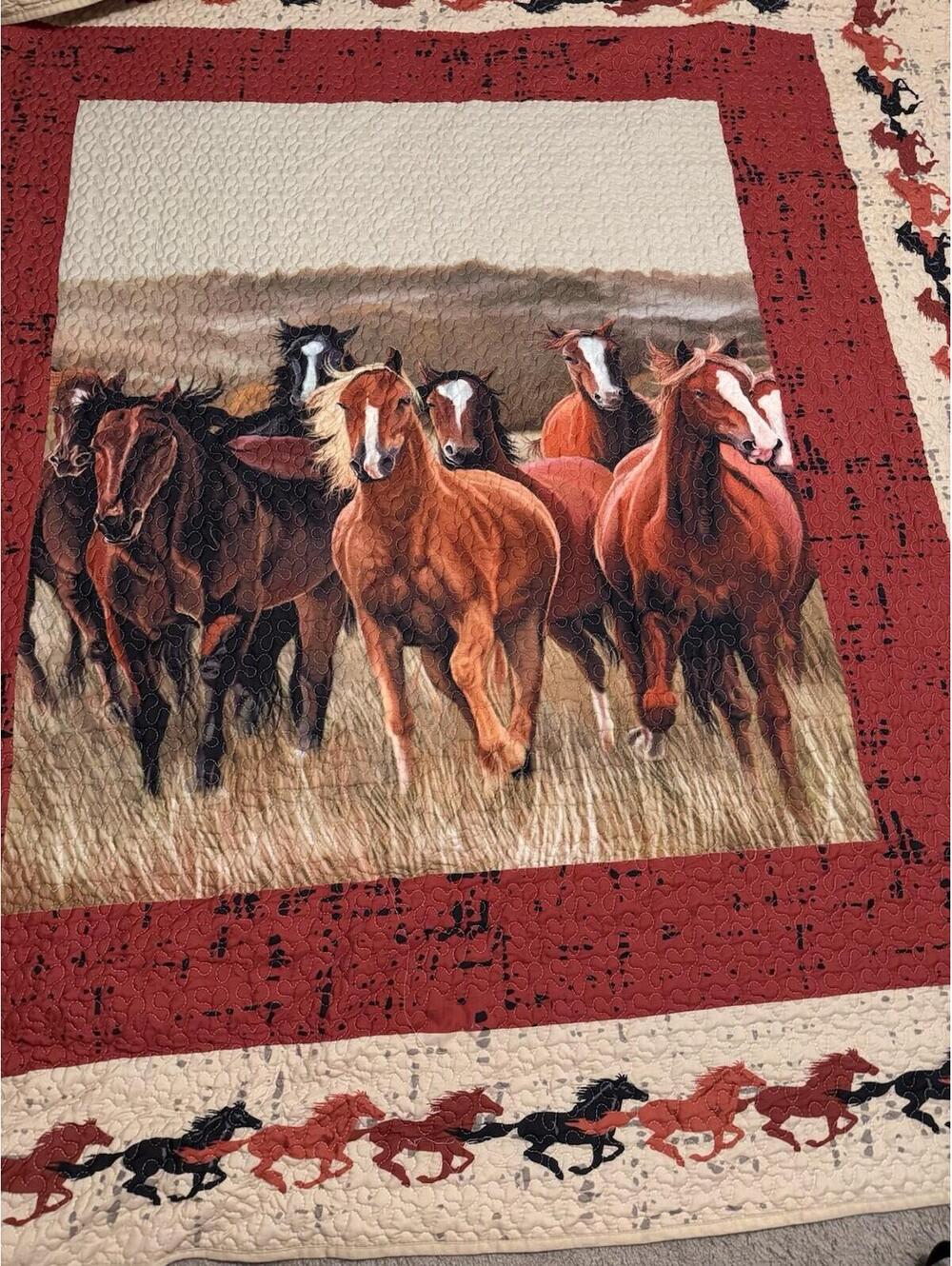 Full/Queen Horse Quilt Horses Bedding Western 90x90 [COPY]